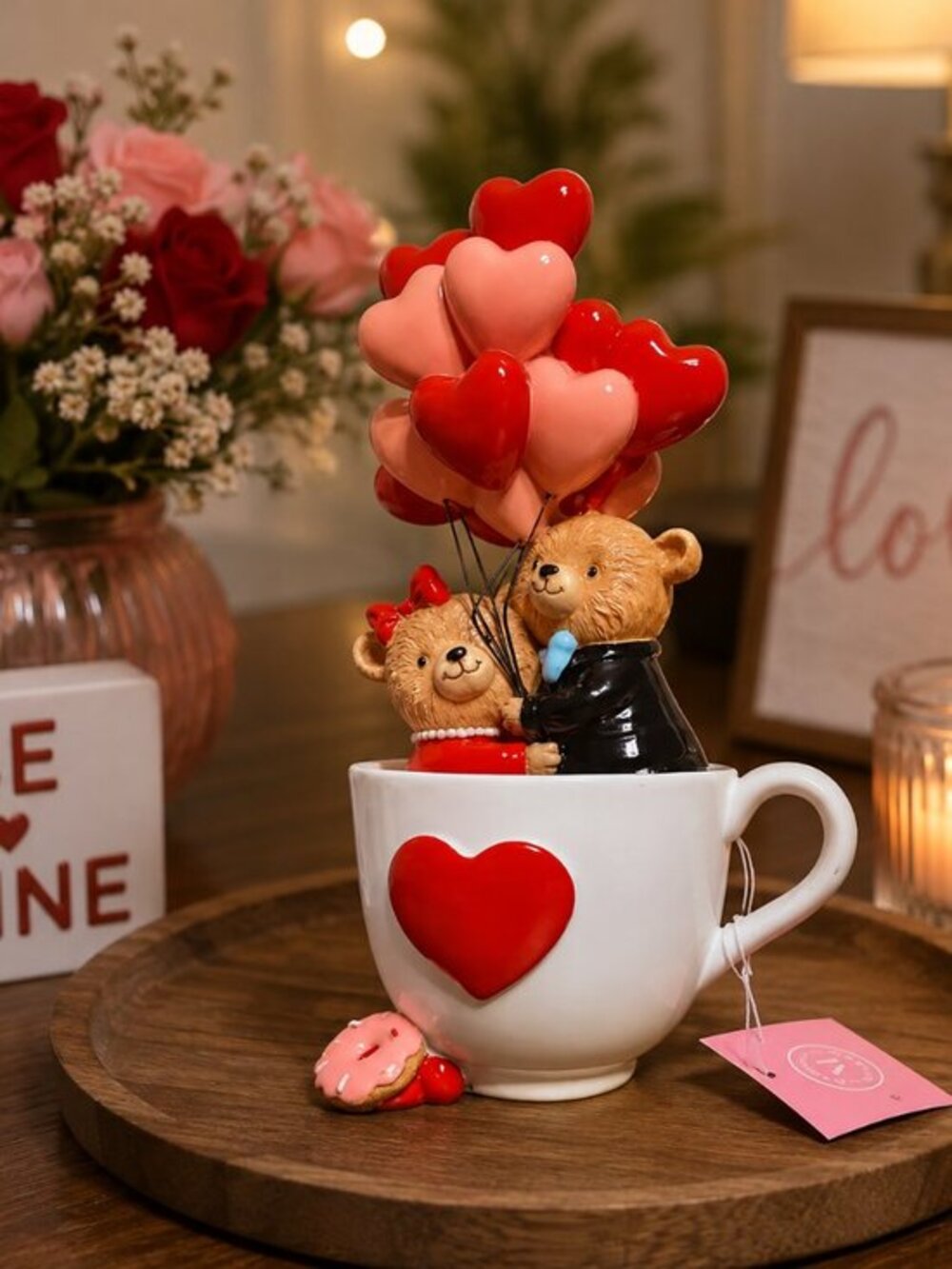 Martha Stewart Love Bears Heart Balloon Mug Ceramic Figurine NWT
